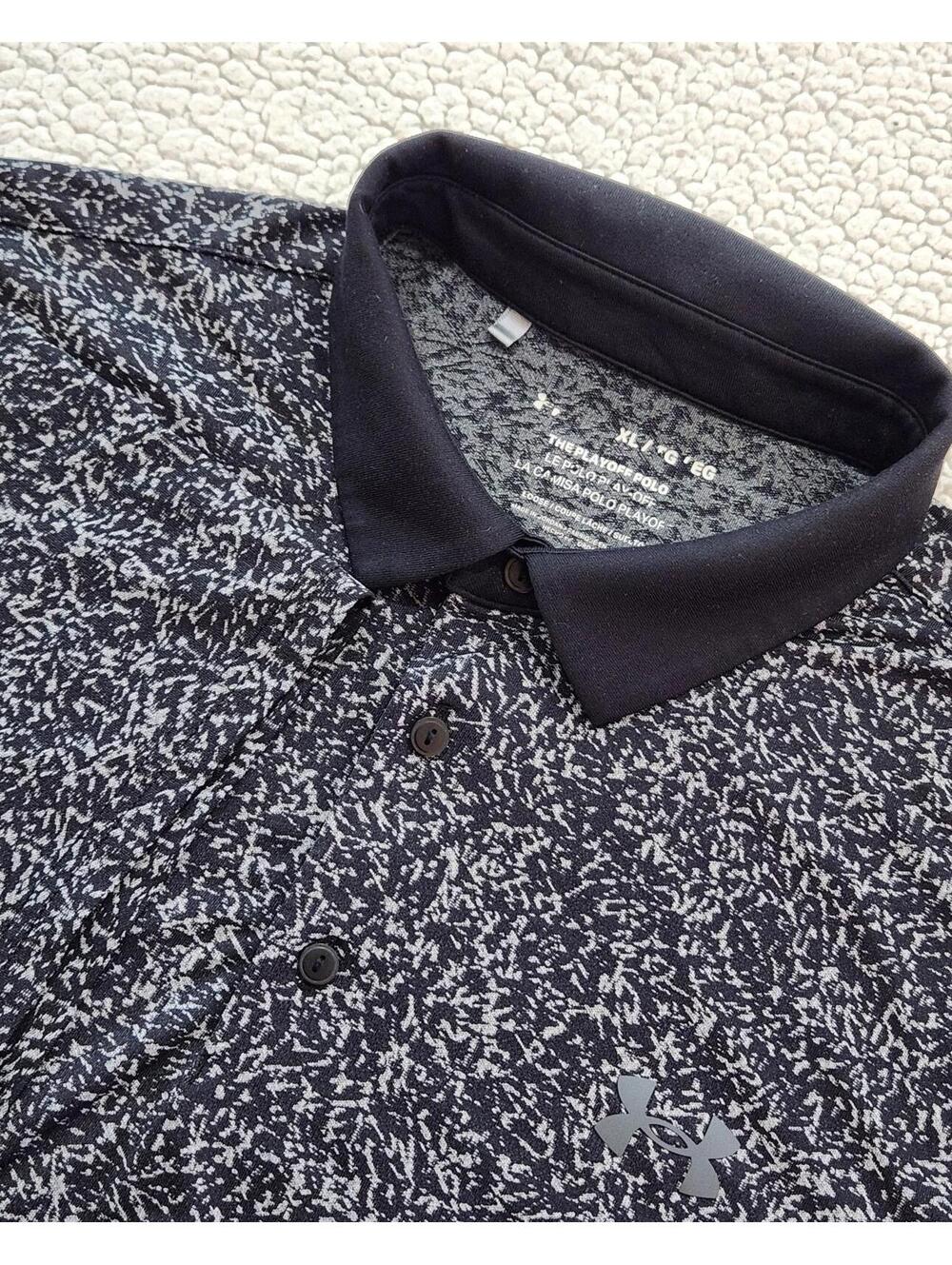 Under Armour Polo Shirt Mens XL Grey Black Playoff Golf Performance Wicking Camo